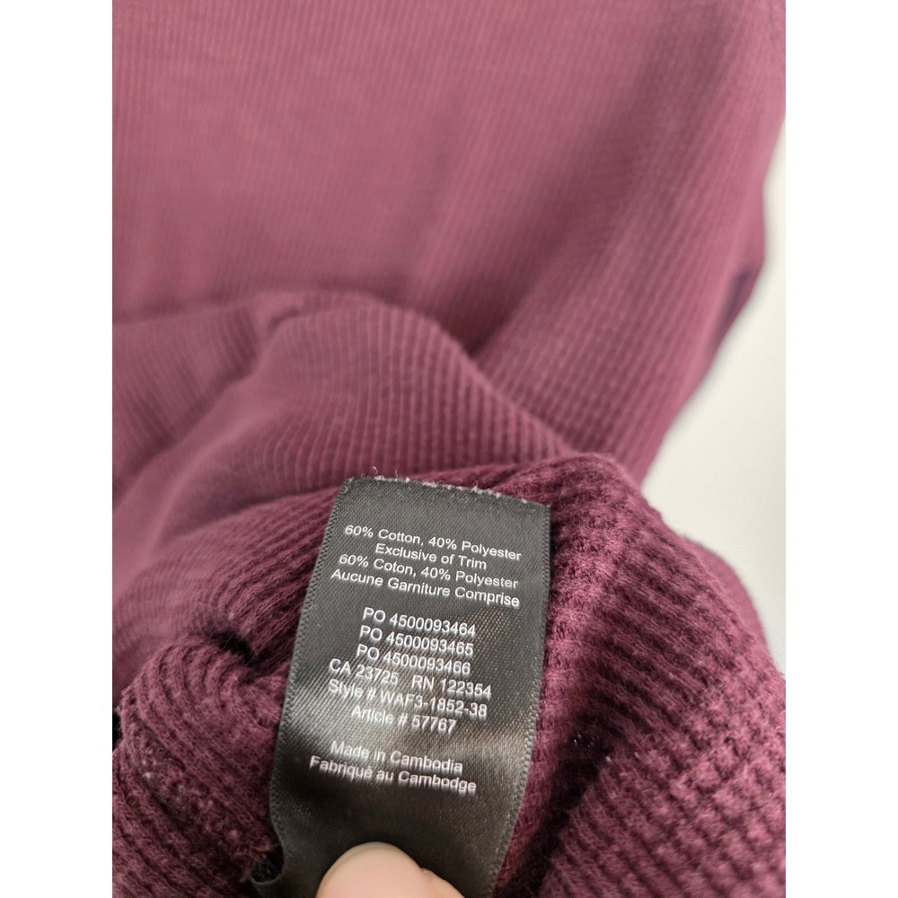 Tna Aritzia Womens Waffle Knit Raglan Long Sleeve Thermal Top Burgundy Plum S - Picture 7 of 7